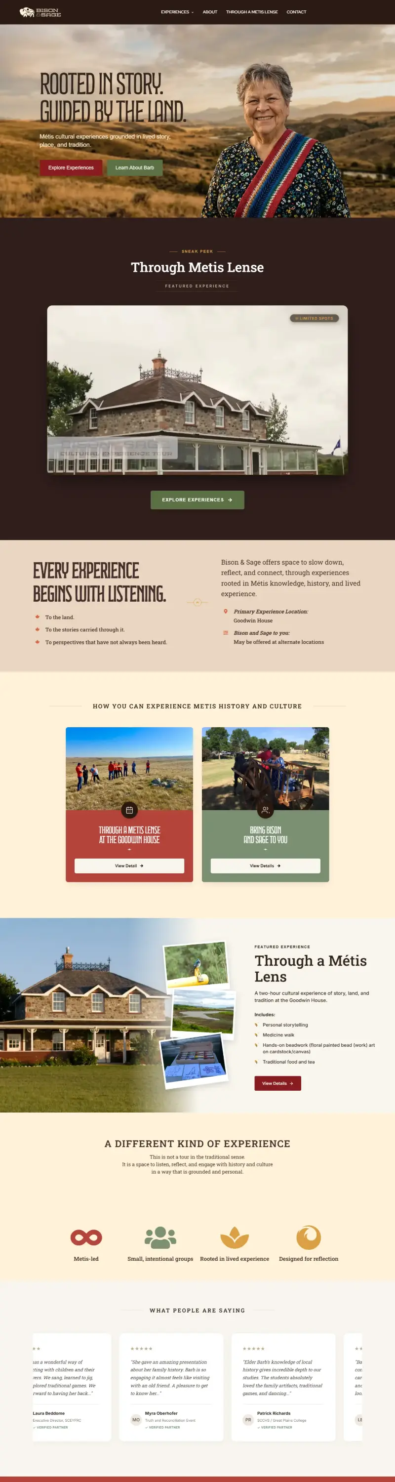 Bison & Sage website, full page
