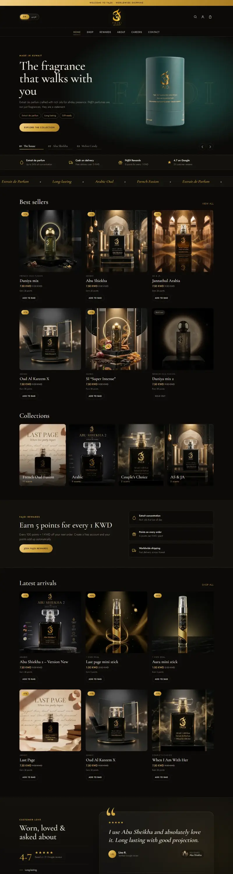 Fajdi website, full page