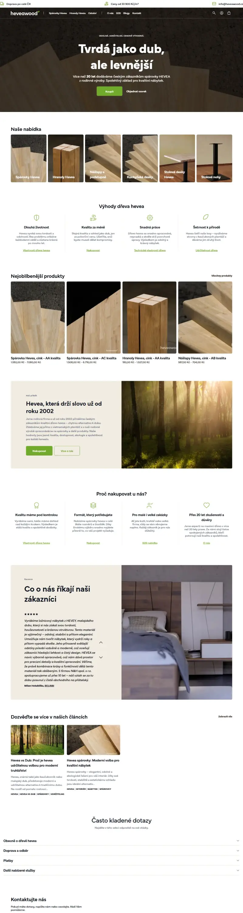 Heveawood website, full page