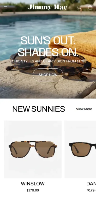 Jimmy Mac Eyewear store on a phone